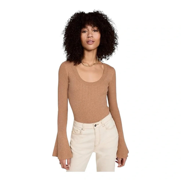 Paige Ribbed Long Sleeve Sweater Mimi Body Suit in brow NWOT - Picture 11 of 11